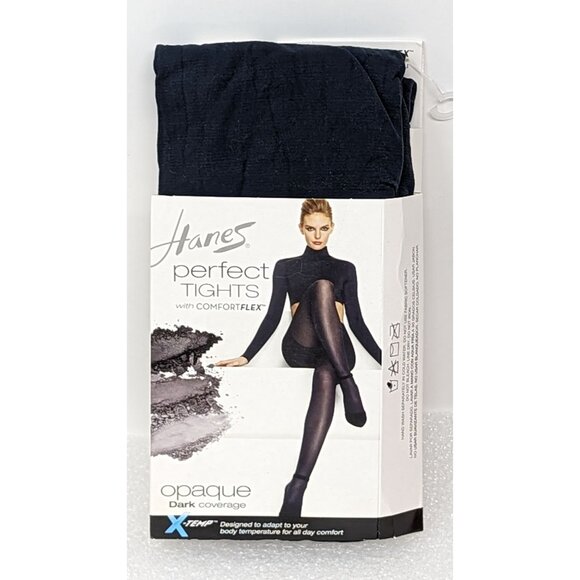 Hanes Perfect Tights With ComfortFlex Opaque Dark Coverage Navy Size Small S - Picture 1 of 3